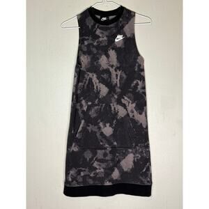 Nike Sportswear Acid Wash Sleeveless Hoodie Dress Black Grey AR3818-010 Mens XS